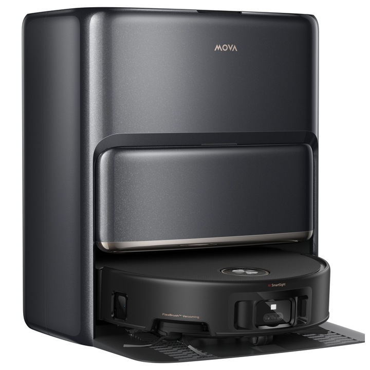 Robot aspirator si mop MOVA Z60 Ultra Roller Complete, 28.000Pa, auto-curatare, DuoBrush anti-incurcare, statie inteligenta, Negru