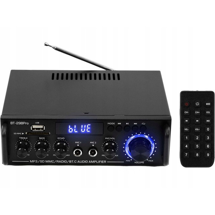 Erősítő Music Hall MM-SC700 HarmonyVibe, 800W, Bluetooth, fekete, 18x6x16cm