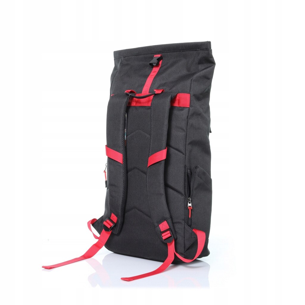 Art, rucsac pentru laptop din poliester cu front intarit si compartiment captusit BP-9367, negru/rosu, 15,6"