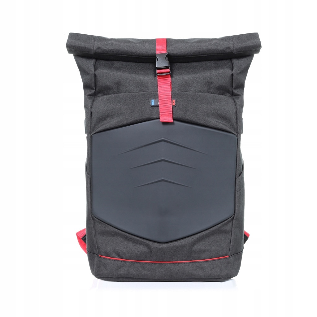 Art, rucsac pentru laptop din poliester cu front intarit si compartiment captusit BP-9367, negru/rosu, 15,6"