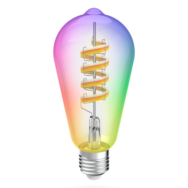 LED филаментна крушка E27 Hama 4,9W RGBW WiFi Smart Matter, гласов контрол, 16 милиона цвята