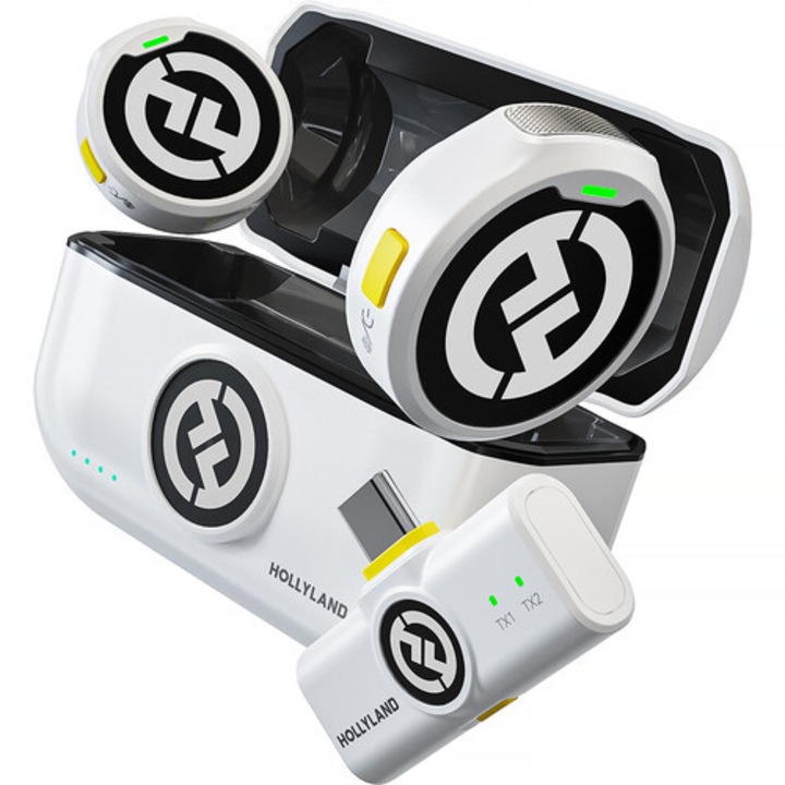 Безжична аудио система Hollyland Lark M2 Duo, 2.4 GHz, USB-C, бяла, 40 часа живот на батерията