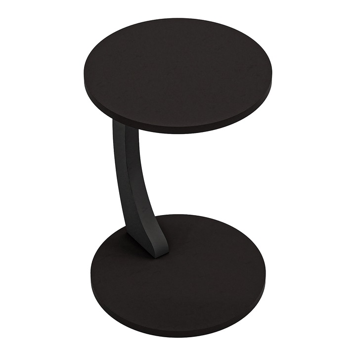 Masa laterala, en.casa, Holeby, 56 x 38 cm, pal, negru mat, mobila pe 4 roti