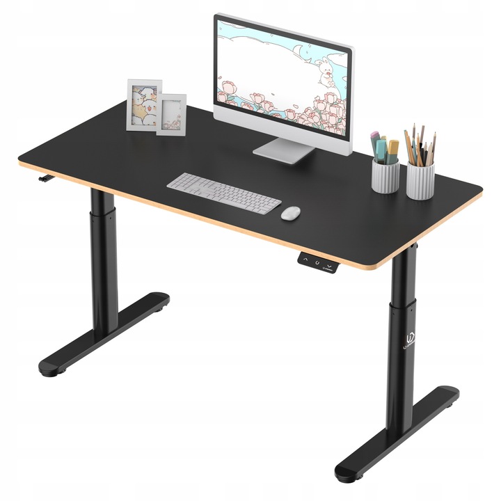 Ultradesk Pulsar elektromos asztal, állítható 55-81 cm, fekete, 120x60cm, szett fejhallgatótartóval és kábelrendezővel