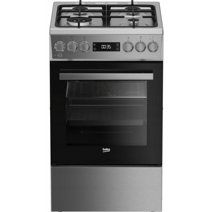 Газово-електрическа готварска печка Beko FSM51339DXDS, 50см, черна, 4 зони за готвене, 60л
