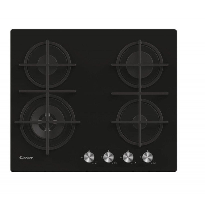 Газов котлон CANDY, 4 горелки, закалено стъкло, черен, 59,5 см