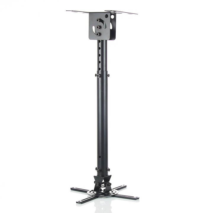 Suport tavan Art P-107B, reglabil 45x76cm, negru, metal, 525x350x118mm