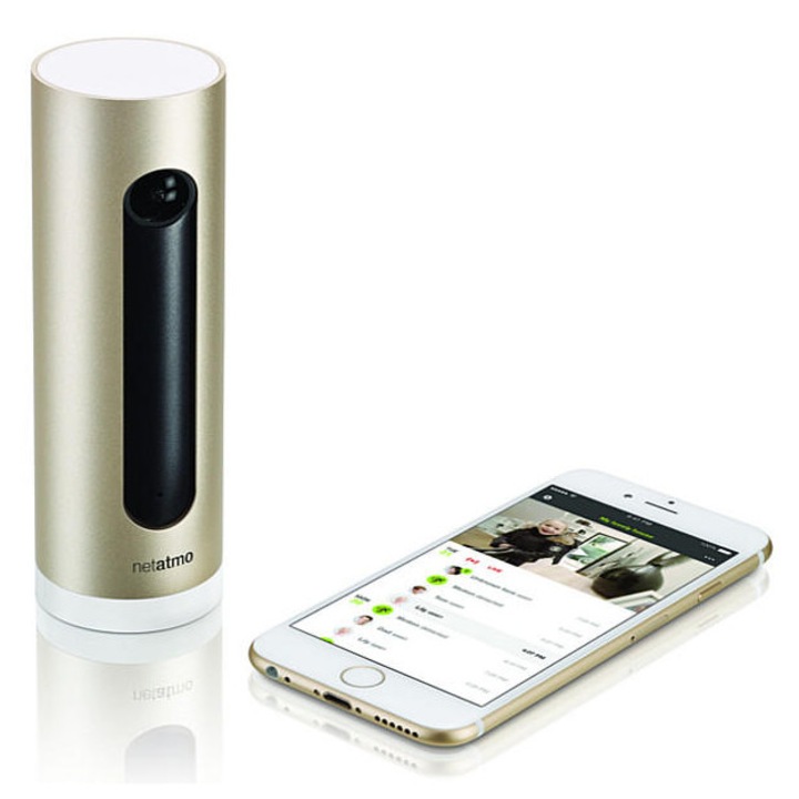 Камера за наблюдение NETATMO, вътрешна, Wi-Fi/LAN, 4 MP, 130° FOV, златиста/черна, 45x45x155 мм