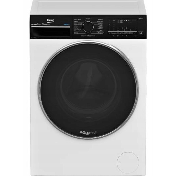 Пералня Beko B5WFU58408WBDC, 8 кг, 1400 об/мин, черна-бяла, 51,8x60x84 см