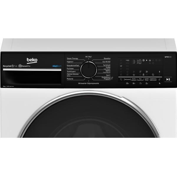 Masina de spalat rufe Beko B5WFU58408WBDC, 8 kg, 1400 rpm, alb-negru, 51,8x60x84 cm