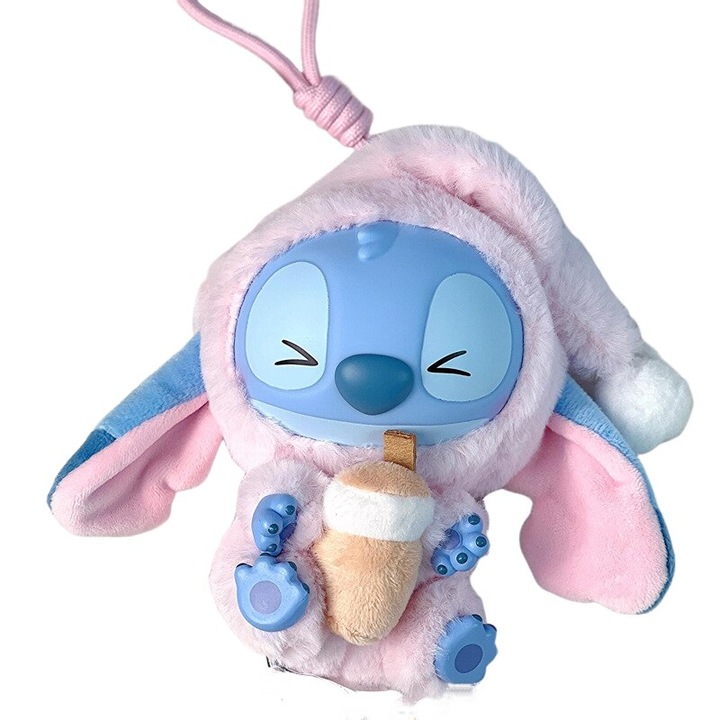 Stitch plüssjáték, 15cm, rózsaszín/barna, meglepetés figurakészlet