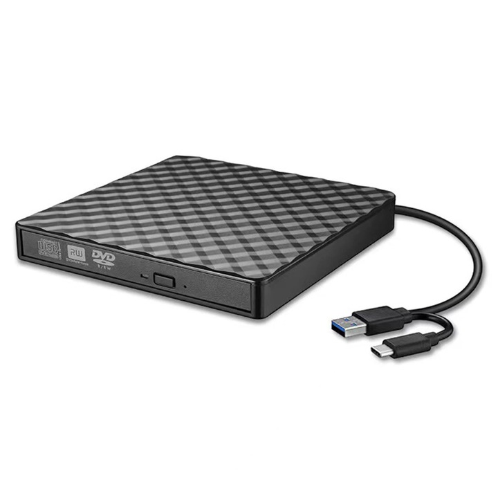 Външно оптично устройство, NUODWELL, USB 3.0, ултратънък дизайн, 14.2x14.2x1.7см, черен