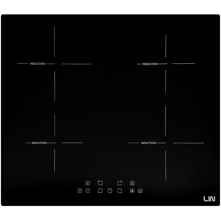 Индукционен плот LIN LI-B47400, 4 зони, 7400W, черен, 59x52см