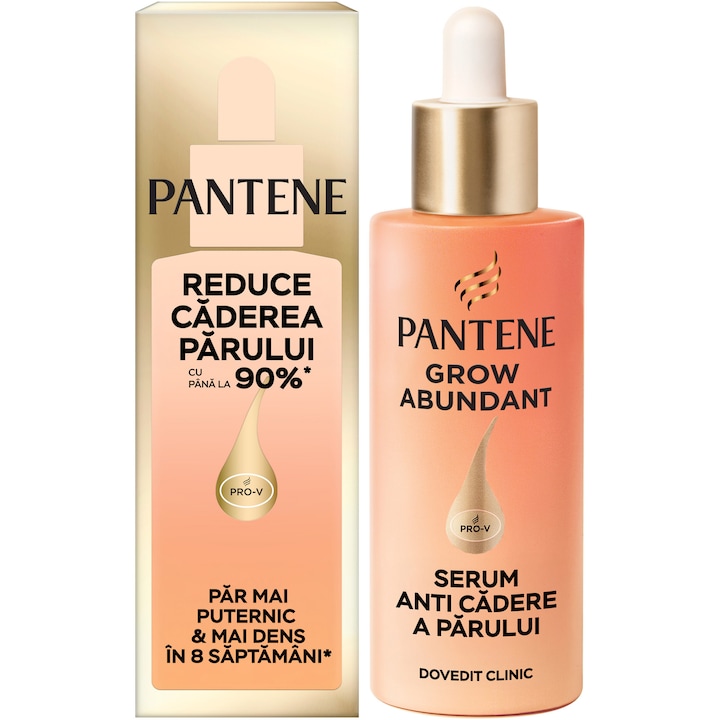 Serum anti-cadere a parului Pantene Grow Abundant cu Complex Pro-Vitamin 3000 si Niacinamida pentru un par mai plin si dens in doar 8 saptamani, 60 ml