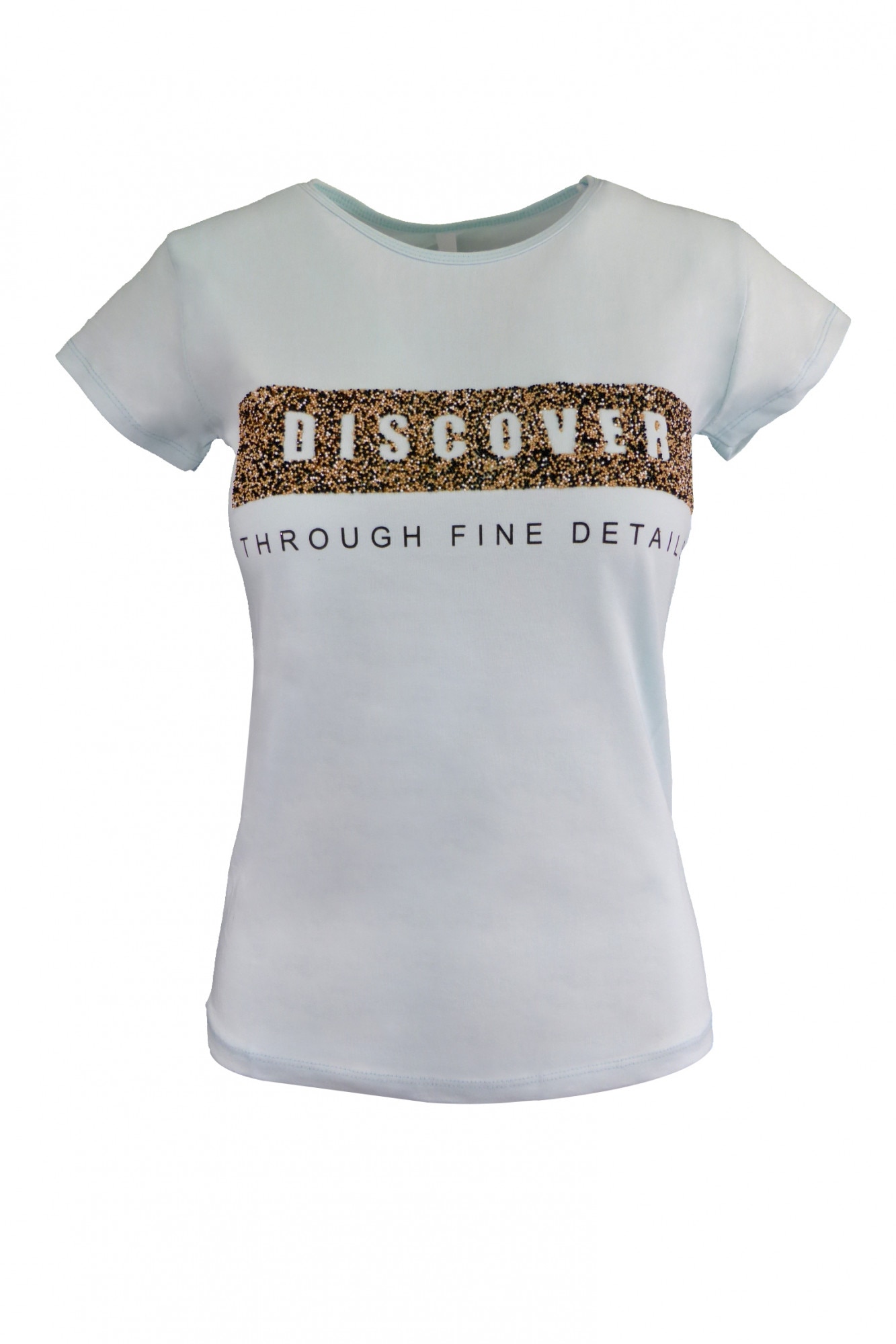 Tricou - MSK MODA - albastru, imprimeu 