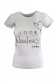 Tricou - MSK MODA - roz, imprimeu  Tricou - MSK MODA - roz, imprimeu