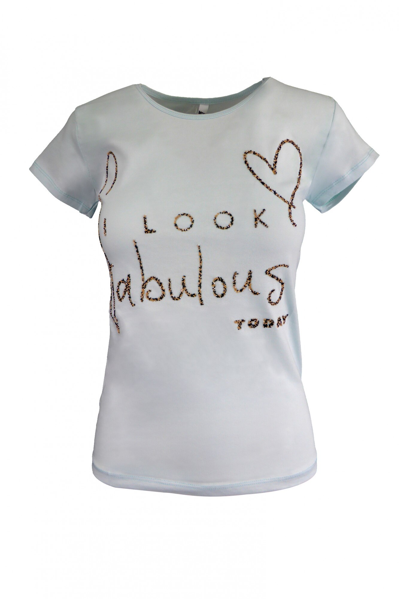 Tricou - MSK MODA - albastru, imprimeu 