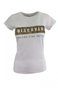 Tricou - MSK MODA - roz, imprimeu  Tricou - MSK MODA - roz, imprimeu