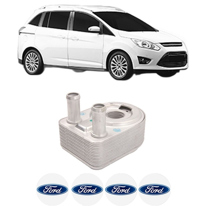 Radiator racire ulei FORD GRAND C-MAX Van din 2012-2019 KW 92 CP 125 CMC 998, Auto, din aluminiu, 4x Stickere auto cu FORD