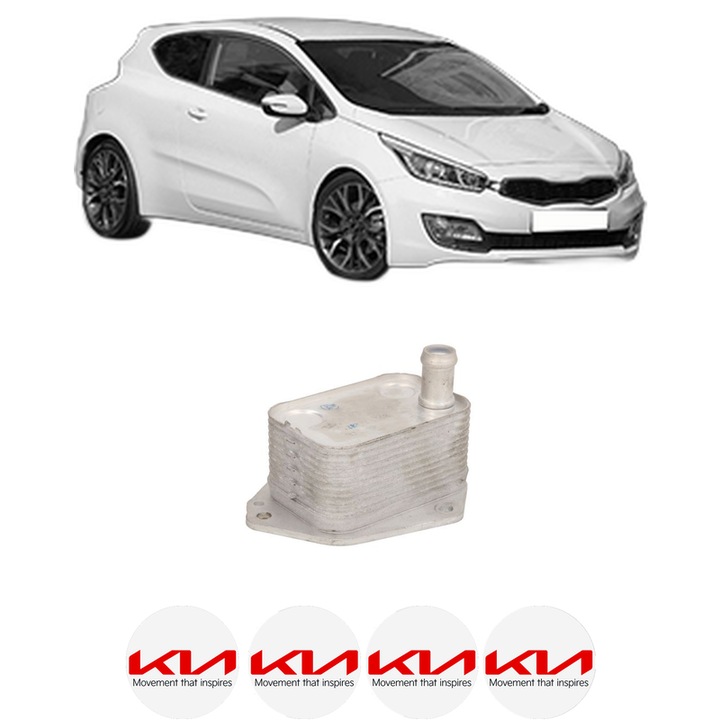 Radiator racire ulei KIA PRO CEE'D (JD) din 2013-2018 KW 81 CP 110 CMC 1582, Auto, din aluminiu, 4x Stickere auto cu KIA