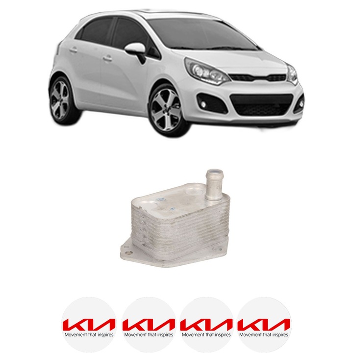 Radiator racire ulei KIA RIO III (UB) din 2011-2017 KW 66 CP 90 CMC 1396, Auto, din aluminiu, 4x Stickere auto cu KIA