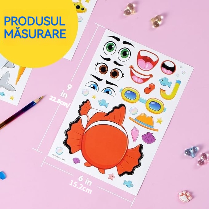 Set 24 Stickere Decorative cu Tema Animala, Kengege®, 22.8x15.2cm, 12 Designuri, Reutilizabile