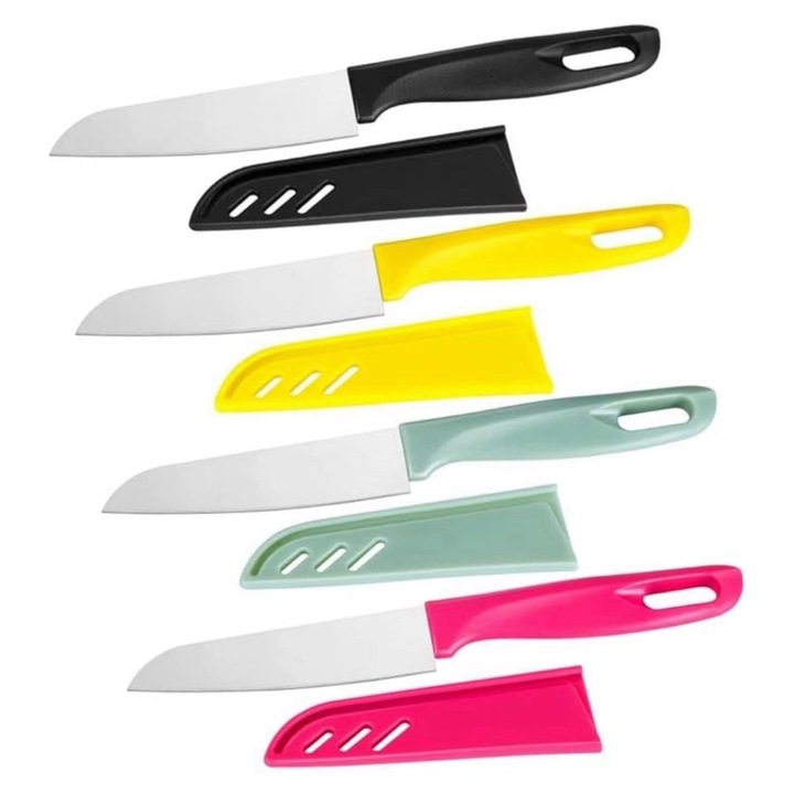 Kengege 8 darabos hámozókés készlet, 4 hámozókés, 4 tok, rozsdamentes acél, többszínű