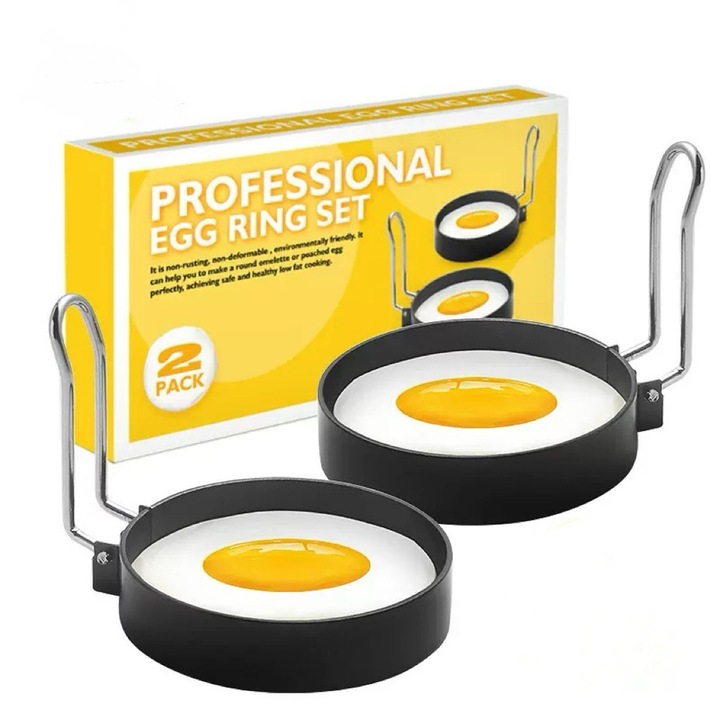 Set de 2 forme prajituri Kengege®, 7.5cm, din inox, pentru oua si clatite