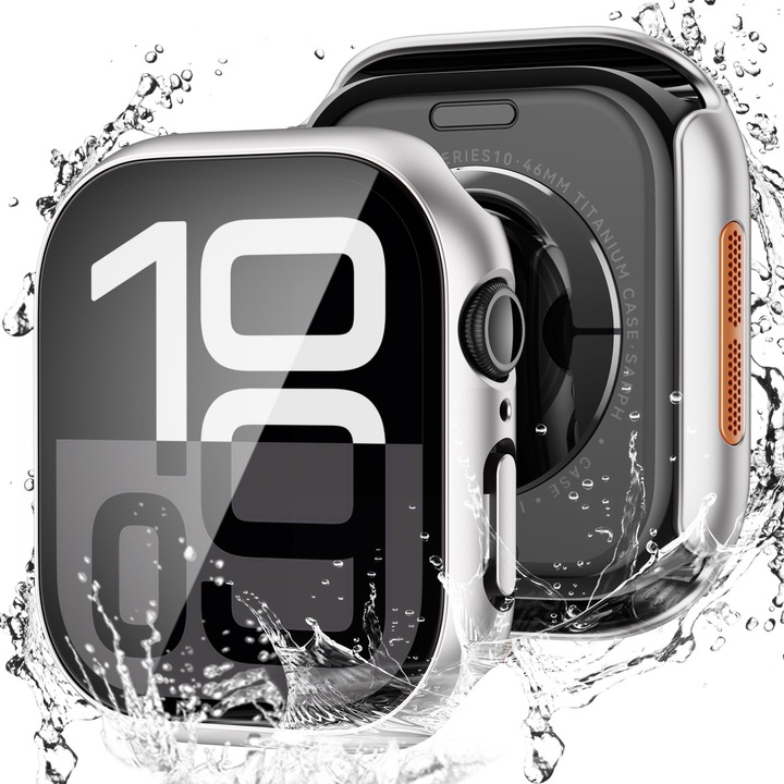 Водоустойчив калъф, FunShop, Съвместим с Apple Watch Series 10/Series 11, IP67, Сребрист