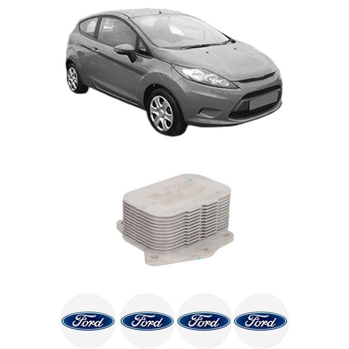 Radiator racire ulei FORD FIESTA VI (CB1, CCN) din 2008-2012 KW 50 CP 68 CMC 1399, Auto, din aluminiu, 4x Stickere auto cu FORD