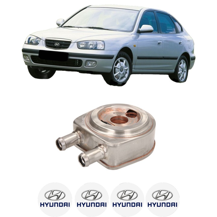 Radiator racire ulei HYUNDAI ELANTRA III (XD) din 2001-2006 KW 83 CP 113 CMC 1991, Auto, din otel inoxidabil, 4x Stickere auto cu HYUNDAI