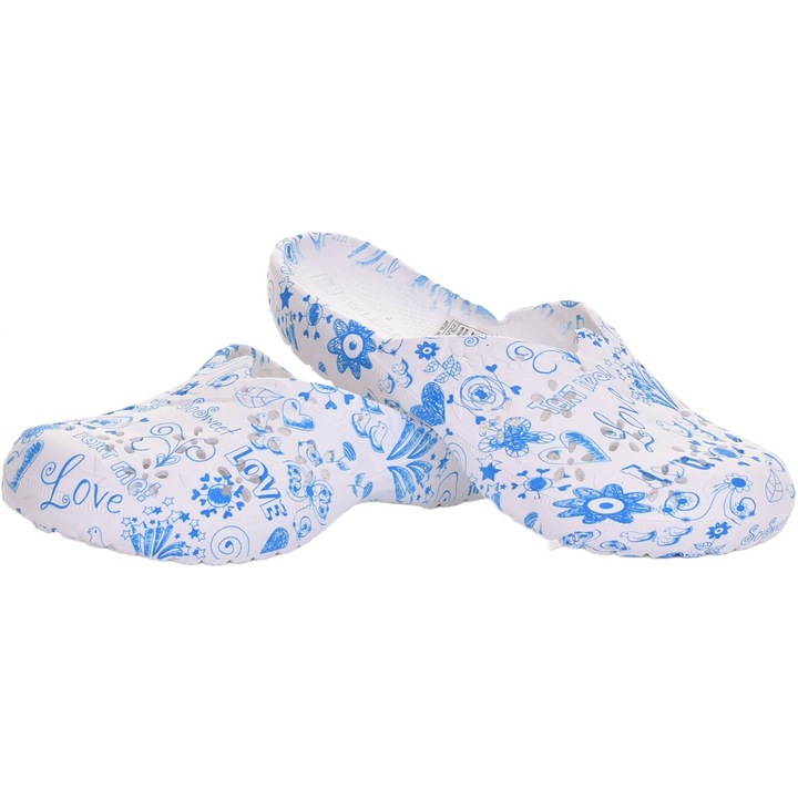 Дамски сабо, Martinus, от EVA пяна, бял/син