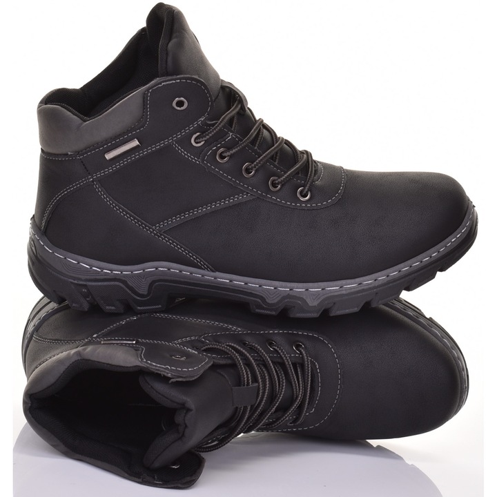 Ghete trekking barbatesti Martinus, piele ecologica, rezistente, negru, pentru utilizare zilnica, 41 EU