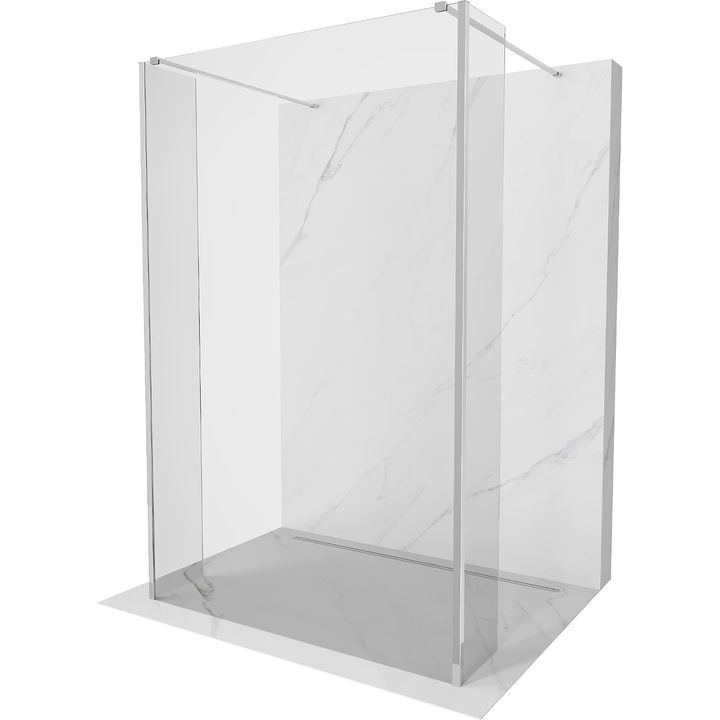 Mexen Kioto perete de dus independent 155 x 30 x 30 cm, transparent, crom - 800-155-030-222-01-00-030