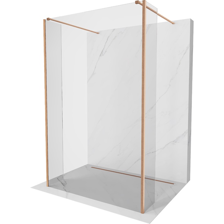 Mexen Kioto perete de dus independent 145 x 30 x 30 cm, transparent, cupru periat - 800-145-030-222-65-00-030