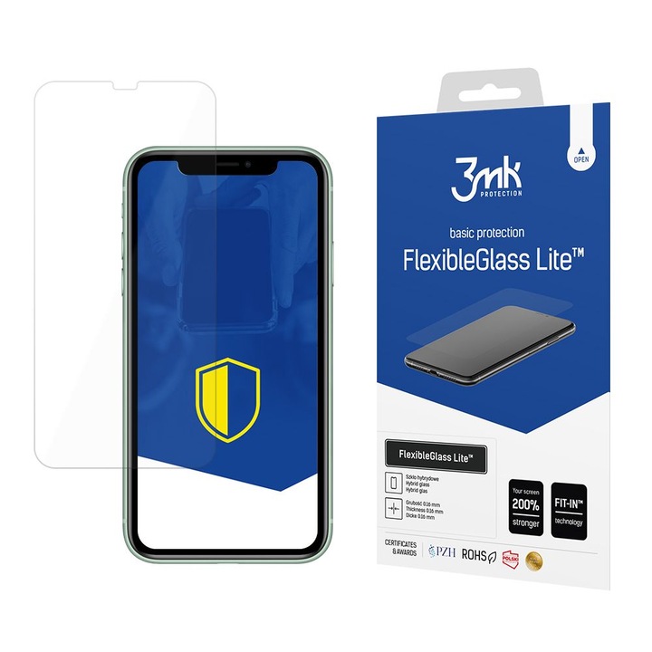 Folie telefon 3MK FlexibleGlass Lite antishock, transparent, pentru iPhone 11