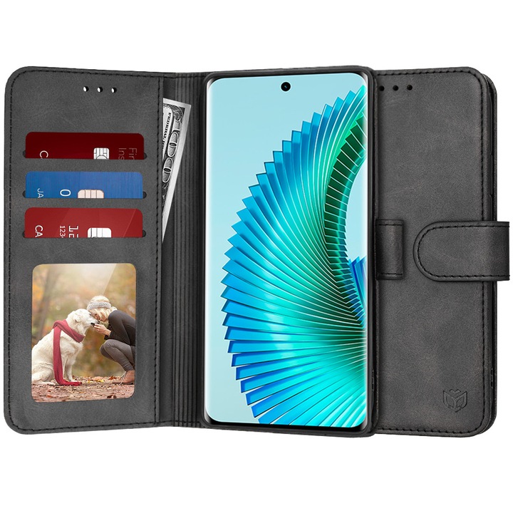 Husa Flip Inchidere Clapeta SecurePro pentru Honor Magic6 Lite, Design Elegant, Buzunare card, Protectie Totala, Negru