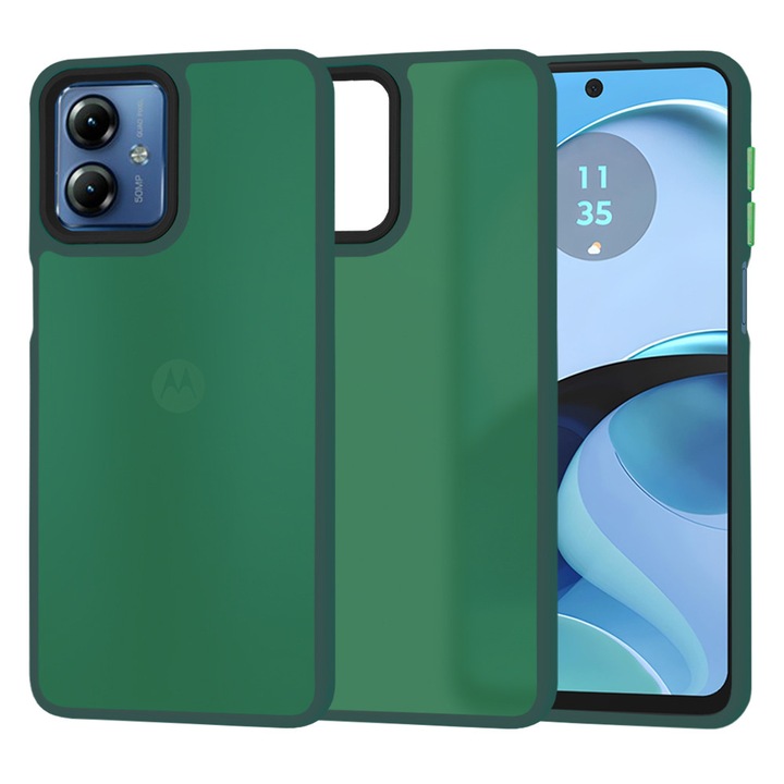Husa telefon HaloFrost Series Motorola Moto G14 Midnight Green Verde Inchis
