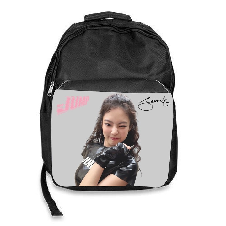 Ghiozdan scoala blackpink jump jennie blinks, negru, 30x45x17cm
