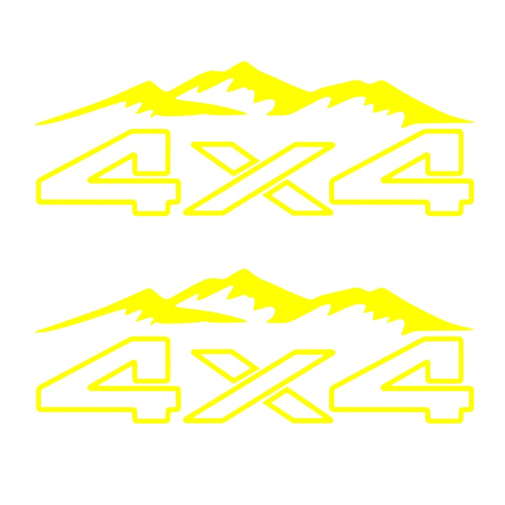 Set 2 stickere auto off road, 4x4, 21x8cm, galben