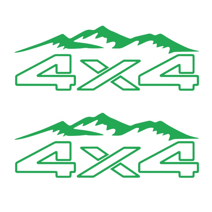 Set 2 stickere auto off road, 4x4, 21x8cm, verde
