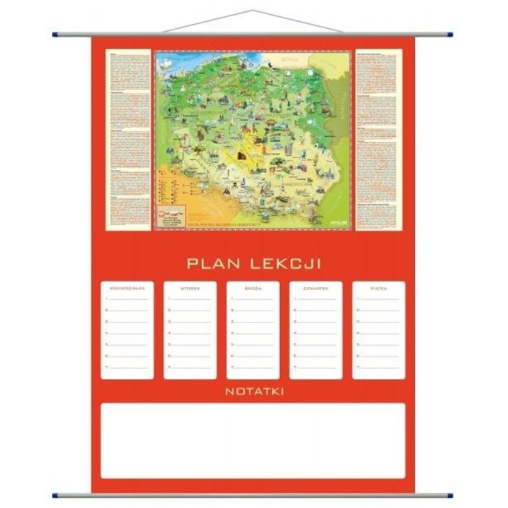 Plan de lectii, Artglob, harta geografica a Poloniei, decorativa si educationala, 70x100cm