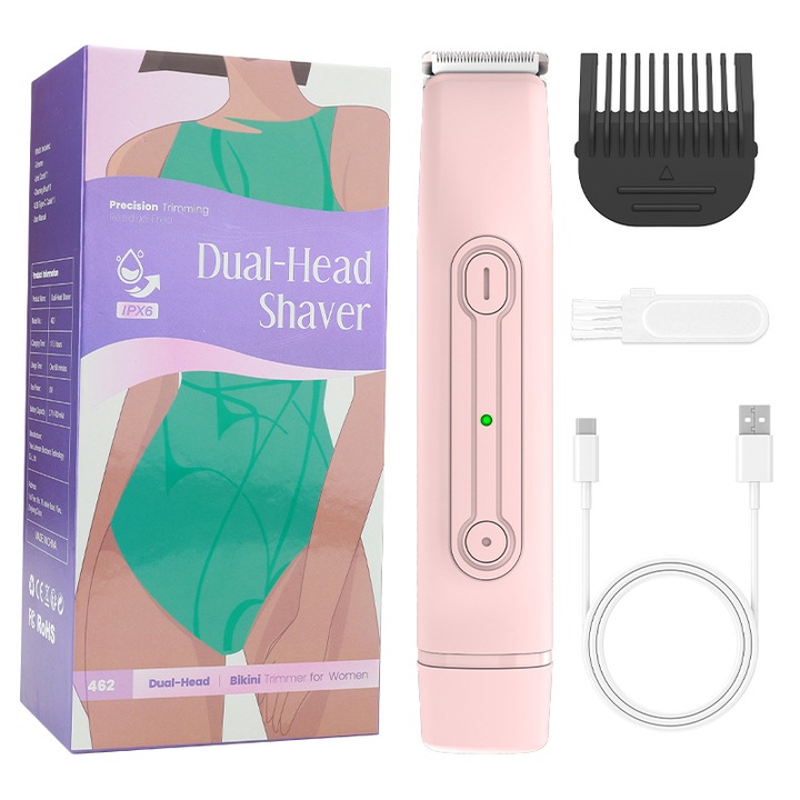 Epilator 2-in-1, electric, pentru femei, utilizare umeda si uscata, rezistent la apa, incarcabil, pentru fata, axile, picioare, brate