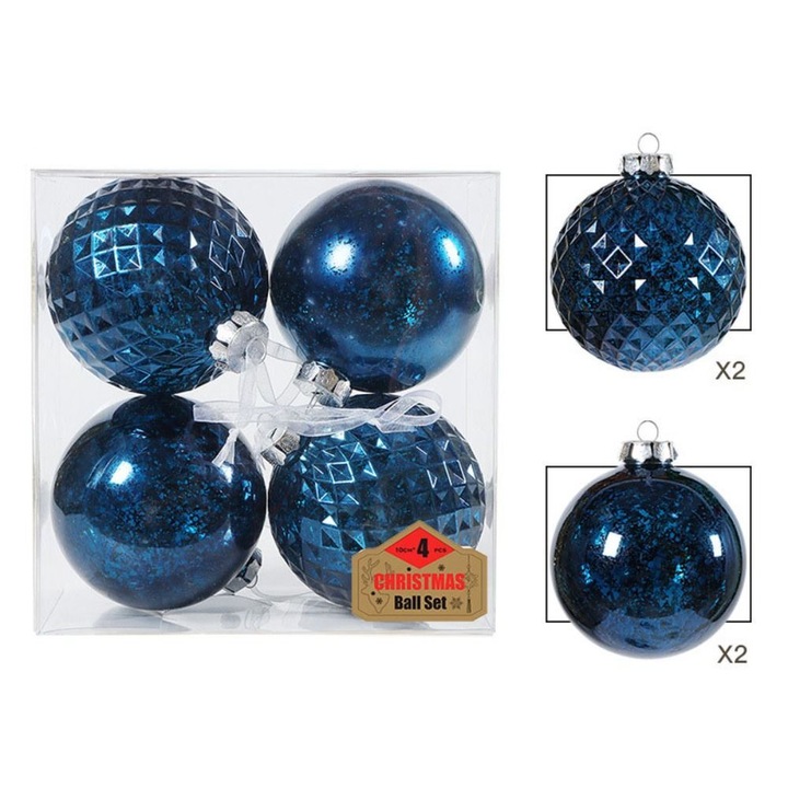 Set 4 globuri de Craciun din plastic, multicolor, 10cm