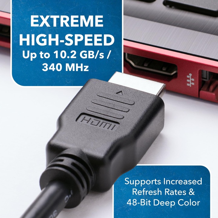 Set 8 cabluri HDMI, suport 4K, 3D, viteza ultra-rapida, culoare neagra