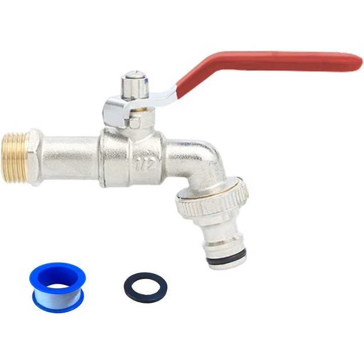 Robinet de gradina, 3/4 in, rezistent la inghet, rosu, dimensiuni 20,95x26,44mm