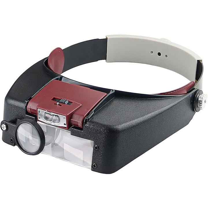 Lupa cu banda pentru cap, 1.5x-8x, cu LED-uri, set de doua lentile