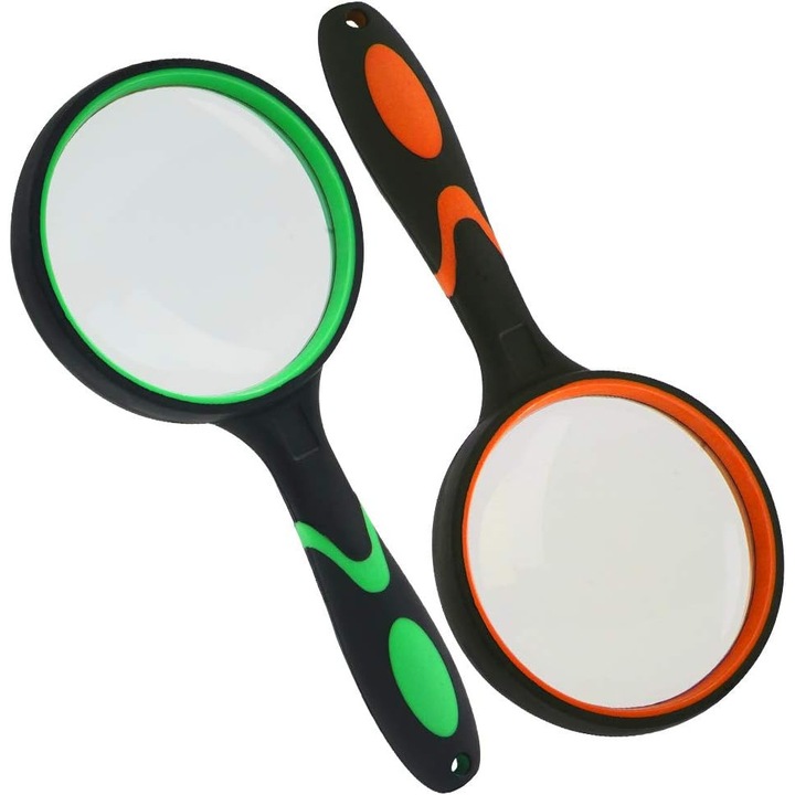 Set de lupe pentru copii, 5x si 10x, verde si portocalie, 18.8x8.5cm