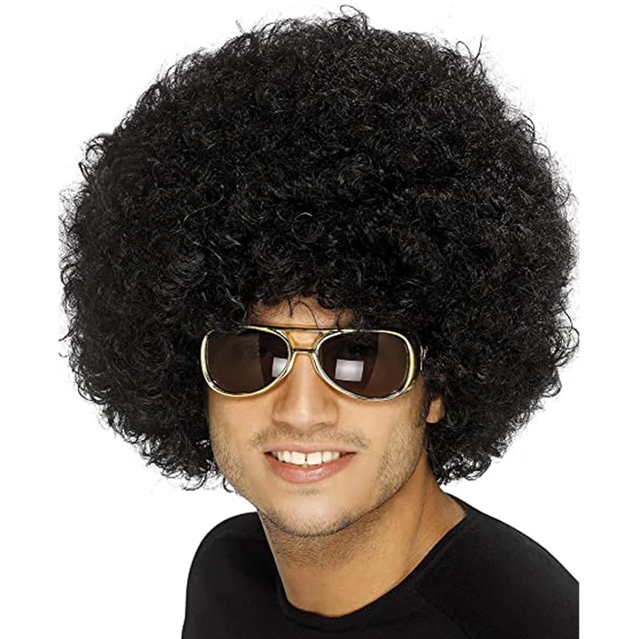 Peruca africana unisex, stil anii '70, rezistenta la caldura, confortabila, multicolora, dimensiune unica