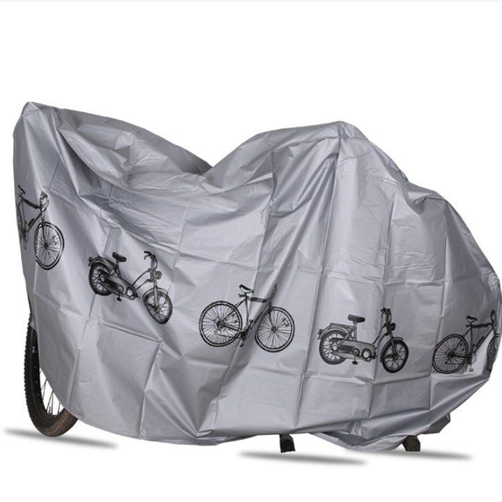 Husa protectie bicicleta, 200x100cm, gri, impermeabila, rezistenta la praf, pentru biciclete si mopede